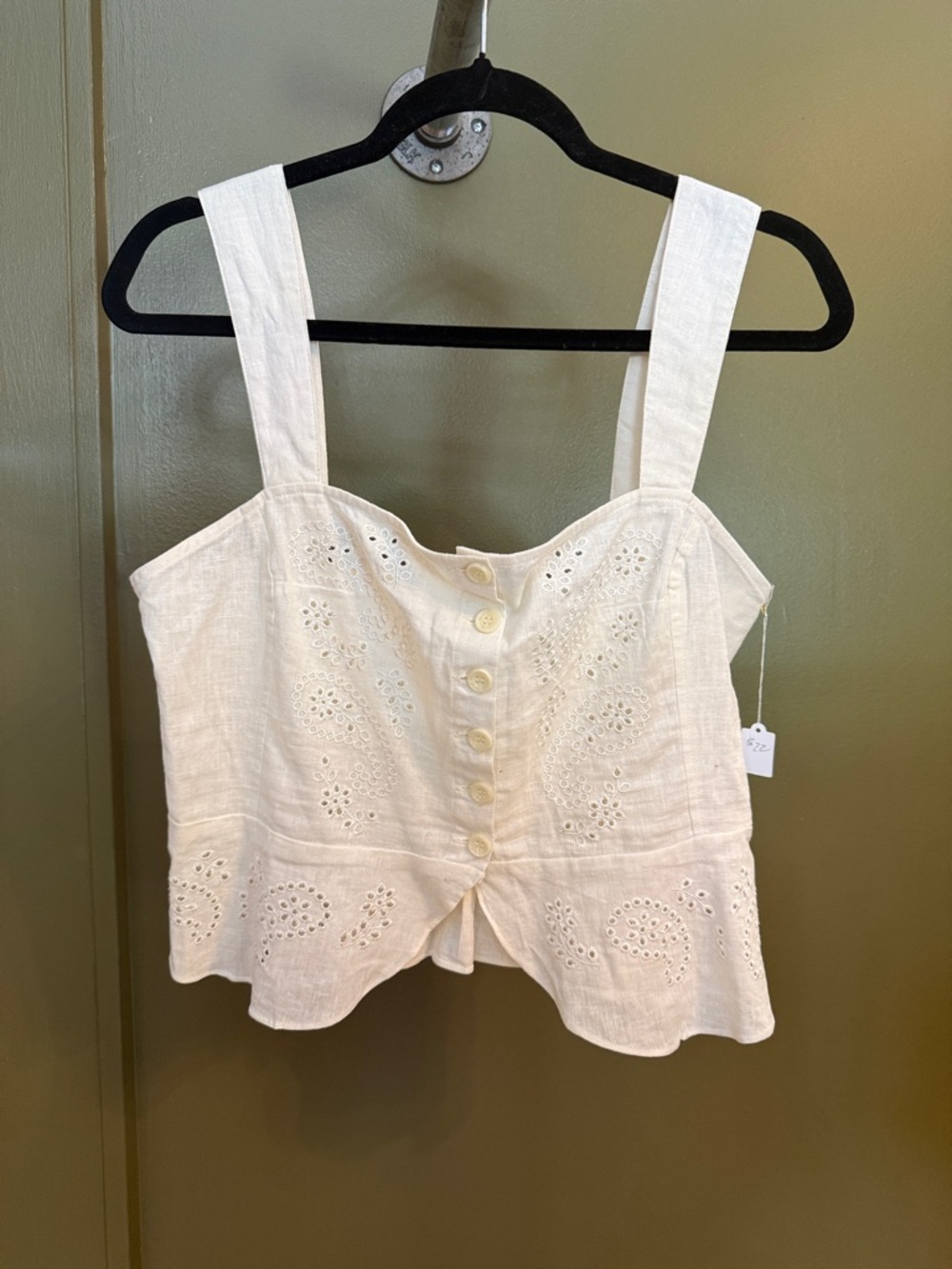 Free People White Eyelet Button-Front Camisole
